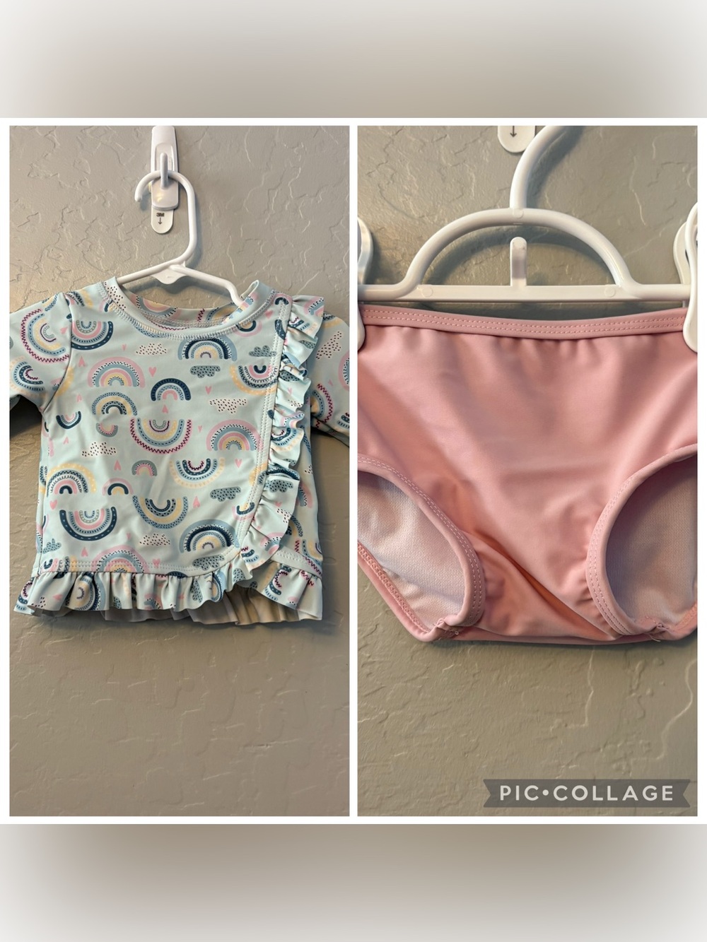 Ruffle butts chase the rainbow blue pink 2 piece rashguard swimsuit 12-18 month